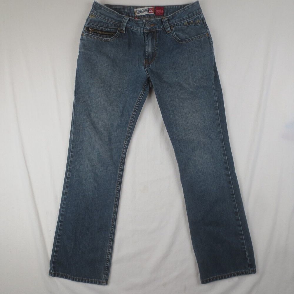 Quicksilver Quik Jeans Womens 30 Blue Regular Fit Boot Cut Zip Pockets Denim Y2k